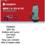 Premier QXD 0.5HP Shallow well pump 16M head