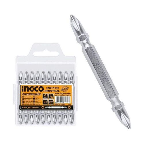 1 (6) Ingco Screwdriver bits "PH2+PH2, 65mm,10pcs/set - Image 1