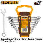 INGCO 8pcs combination spanner set Size:6-19mm - Image 3