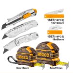 INGCO Measuring tape and utility knife set